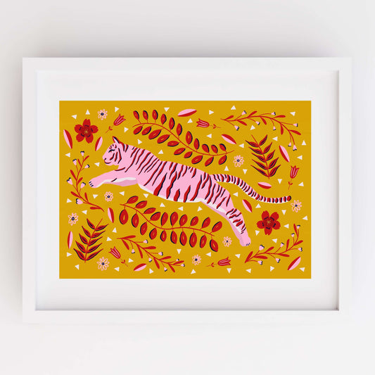 Yellow Tiger Print A4